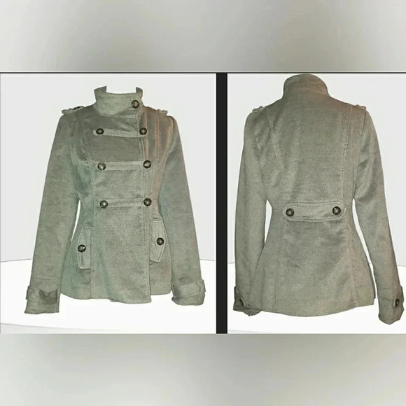 Vintage Steampunk Style Small Gray Wool Blend Lightweight Military Retro Mod - Picture 1 of 6